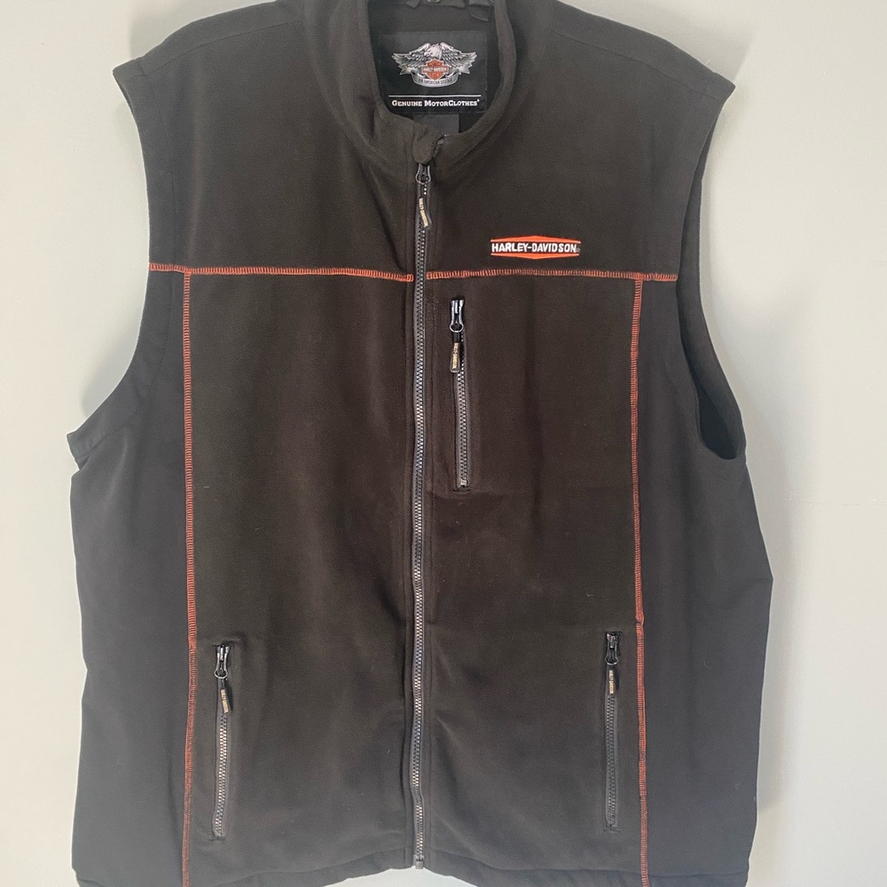 Harley-Davidson Black and Orange Fleece Vest